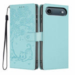 Custodia per telefono in ecopelle con stampa a rilievo di gatto sugli alberi, For iPhone 16 Pro, For iPhone 16 Plus, For iPhone 16
