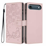 Custodia per telefono in ecopelle con stampa a rilievo di gatto sugli alberi, For iPhone 16 Pro, For iPhone 16 Plus, For iPhone 16