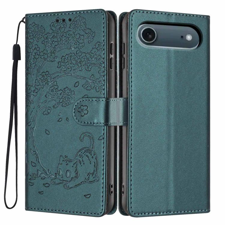Custodia per telefono in ecopelle con stampa a rilievo di gatto sugli alberi, For iPhone 16 Pro, For iPhone 16 Plus, For iPhone 16