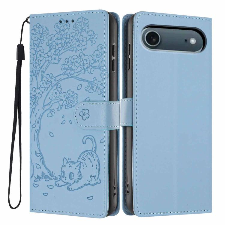 Custodia per telefono in ecopelle con stampa a rilievo di gatto sugli alberi, For iPhone 16 Pro, For iPhone 16 Plus, For iPhone 16