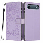Custodia per telefono in ecopelle con stampa a rilievo di gatto sugli alberi, For iPhone 16 Pro, For iPhone 16 Plus, For iPhone 16