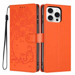 Custodia per telefono in ecopelle con stampa a rilievo di gatto sugli alberi, For iPhone 16 Pro, For iPhone 16 Plus, For iPhone 16