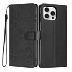 Custodia per telefono in ecopelle con stampa a rilievo di gatto sugli alberi, For iPhone 16 Pro, For iPhone 16 Plus, For iPhone 16