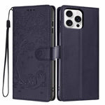 Custodia per telefono in ecopelle con stampa a rilievo di gatto sugli alberi, For iPhone 16 Pro, For iPhone 16 Plus, For iPhone 16