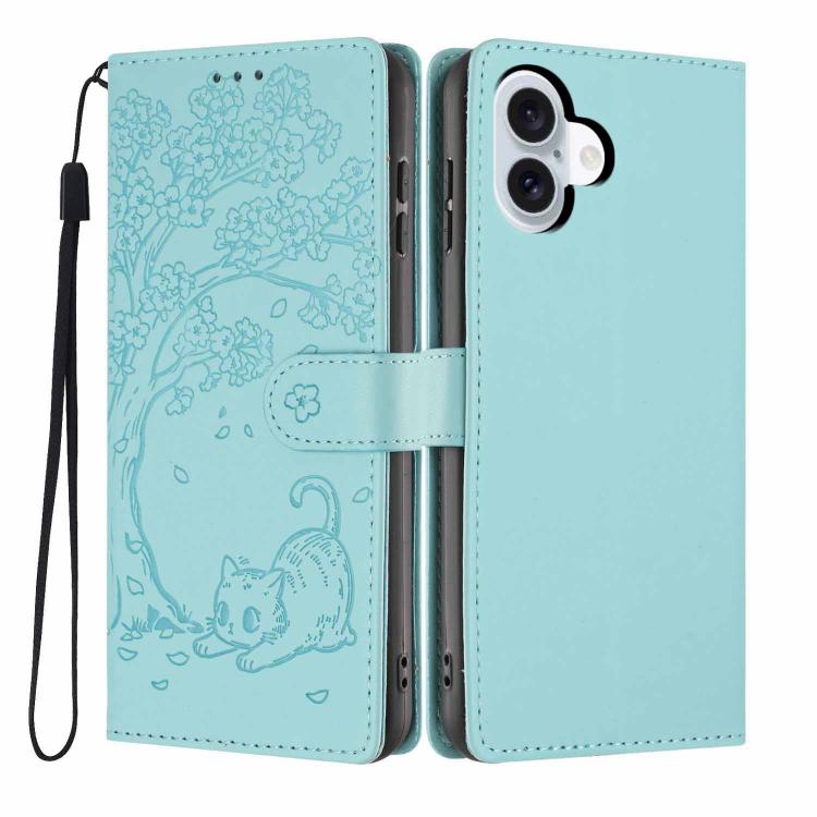 Custodia per telefono in ecopelle con stampa a rilievo di gatto sugli alberi, For iPhone 15 Pro Max, For iPhone 15 Pro, For iPhone 15 Plus