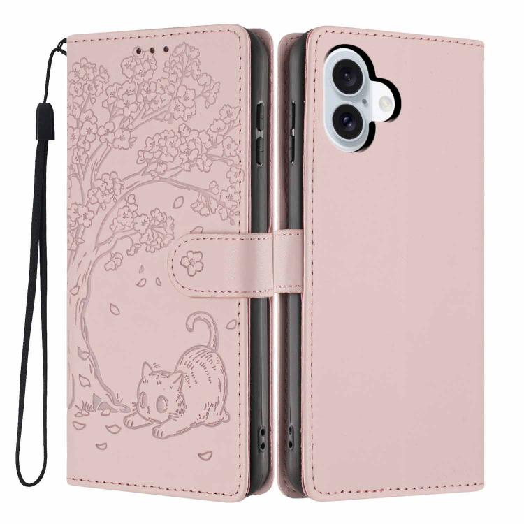 Custodia per telefono in ecopelle con stampa a rilievo di gatto sugli alberi, For iPhone 15 Pro Max, For iPhone 15 Pro, For iPhone 15 Plus