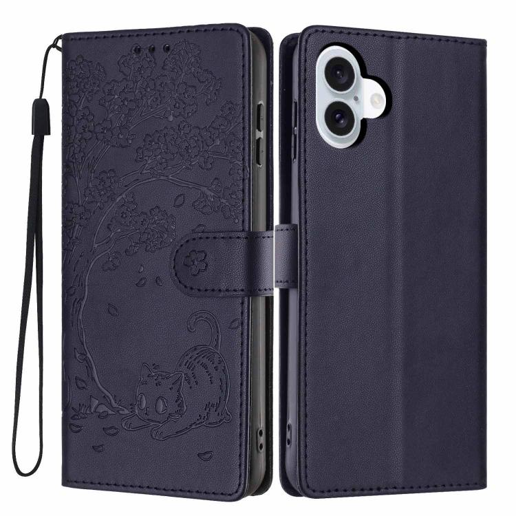Custodia per telefono in ecopelle con stampa a rilievo di gatto sugli alberi, For iPhone 15 Pro Max, For iPhone 15 Pro, For iPhone 15 Plus