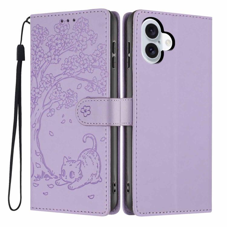 Custodia per telefono in ecopelle con stampa a rilievo di gatto sugli alberi, For iPhone 15 Pro Max, For iPhone 15 Pro, For iPhone 15 Plus