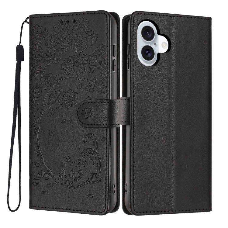 Custodia per telefono in ecopelle con stampa a rilievo di gatto sugli alberi, For iPhone 15 Pro Max, For iPhone 15 Pro, For iPhone 15 Plus