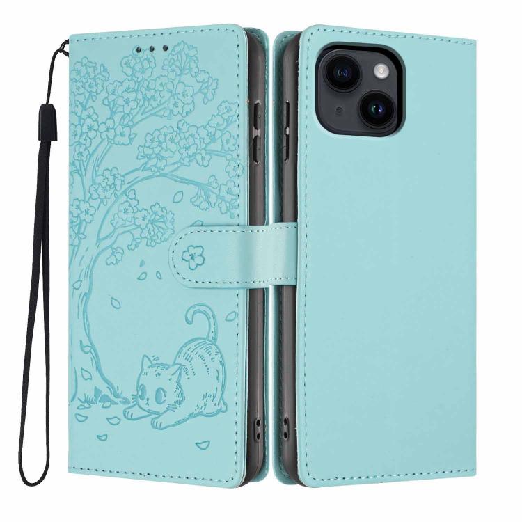 Custodia per telefono in ecopelle con stampa a rilievo di gatto sugli alberi, For iPhone 14 Pro, For iPhone 14 Pro Max, For iPhone 13 Pro Max