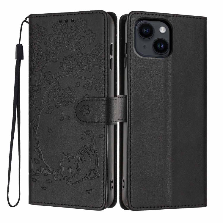 Custodia per telefono in ecopelle con stampa a rilievo di gatto sugli alberi, For iPhone 14 Pro, For iPhone 14 Pro Max, For iPhone 13 Pro Max