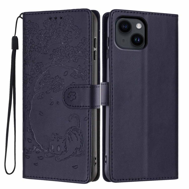 Custodia per telefono in ecopelle con stampa a rilievo di gatto sugli alberi, For iPhone 14 Pro, For iPhone 14 Pro Max, For iPhone 13 Pro Max