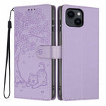 Custodia per telefono in ecopelle con stampa a rilievo di gatto sugli alberi, For iPhone 14 Pro, For iPhone 14 Pro Max, For iPhone 13 Pro Max