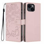 Custodia per telefono in ecopelle con stampa a rilievo di gatto sugli alberi, For iPhone 14 Pro, For iPhone 14 Pro Max, For iPhone 13 Pro Max