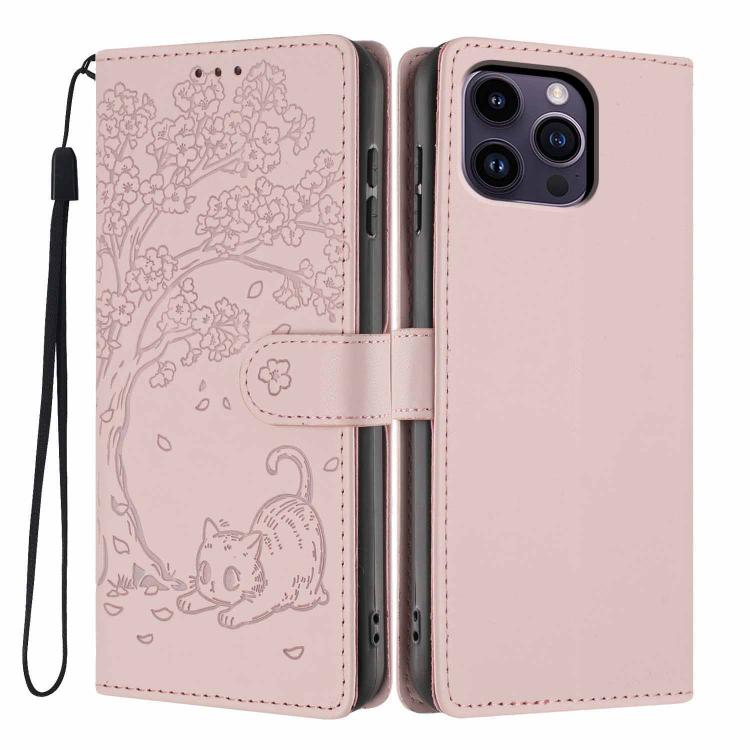 Custodia per telefono in ecopelle con stampa a rilievo di gatto sugli alberi, For iPhone 13 Pro, For iPhone 13, For iPhone 12 Pro Max