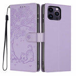 Custodia per telefono in ecopelle con stampa a rilievo di gatto sugli alberi, For iPhone 13 Pro, For iPhone 13, For iPhone 12 Pro Max