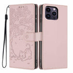 Custodia per telefono in ecopelle con stampa a rilievo di gatto sugli alberi, For iPhone 13 Pro, For iPhone 13, For iPhone 12 Pro Max