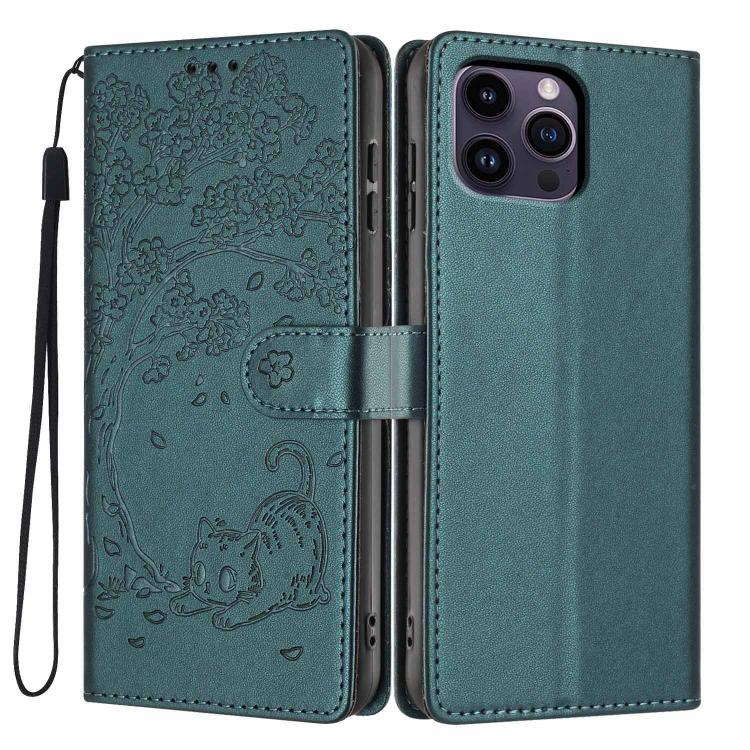 Custodia per telefono in ecopelle con stampa a rilievo di gatto sugli alberi, For iPhone 13 Pro, For iPhone 13, For iPhone 12 Pro Max