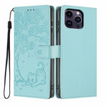 Custodia per telefono in ecopelle con stampa a rilievo di gatto sugli alberi, For iPhone 13 Pro, For iPhone 13, For iPhone 12 Pro Max
