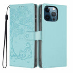 Custodia per telefono in ecopelle con stampa a rilievo di gatto sugli alberi, For iPhone 12 / 12 Pro, For iPhone 11 Pro Max, For iPhone 11