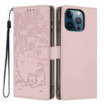 Custodia per telefono in ecopelle con stampa a rilievo di gatto sugli alberi, For iPhone 12 / 12 Pro, For iPhone 11 Pro Max, For iPhone 11