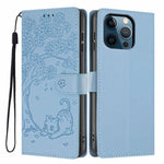 Custodia per telefono in ecopelle con stampa a rilievo di gatto sugli alberi, For iPhone 12 / 12 Pro, For iPhone 11 Pro Max, For iPhone 11