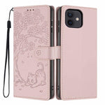 Custodia per telefono in ecopelle con stampa a rilievo di gatto sugli alberi, For iPhone 12 / 12 Pro, For iPhone 11 Pro Max, For iPhone 11