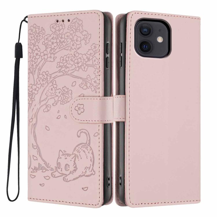 Custodia per telefono in ecopelle con stampa a rilievo di gatto sugli alberi, For iPhone 12 / 12 Pro, For iPhone 11 Pro Max, For iPhone 11