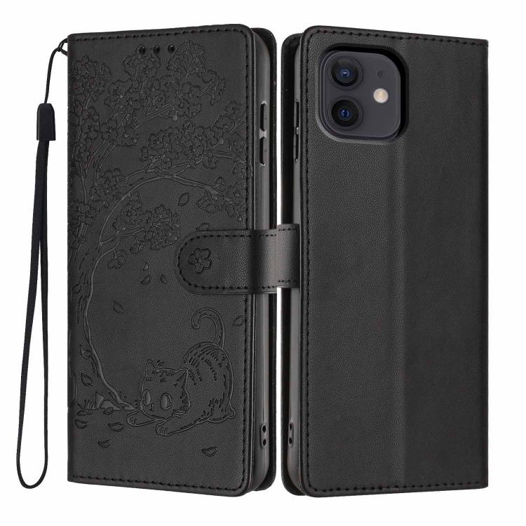 Custodia per telefono in ecopelle con stampa a rilievo di gatto sugli alberi, For iPhone 12 / 12 Pro, For iPhone 11 Pro Max, For iPhone 11