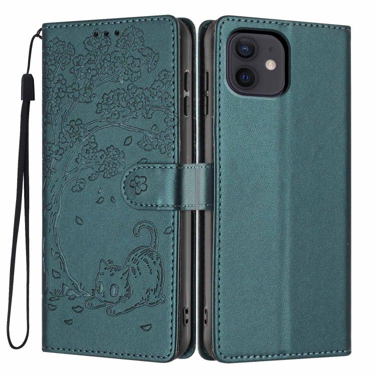 Custodia per telefono in ecopelle con stampa a rilievo di gatto sugli alberi, For iPhone 12 / 12 Pro, For iPhone 11 Pro Max, For iPhone 11