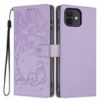 Custodia per telefono in ecopelle con stampa a rilievo di gatto sugli alberi, For iPhone 12 / 12 Pro, For iPhone 11 Pro Max, For iPhone 11