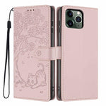 Custodia per telefono in ecopelle con stampa a rilievo di gatto sugli alberi, For iPhone 11 Pro