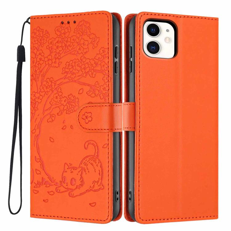 Custodia per telefono in ecopelle con stampa a rilievo di gatto sugli alberi, For iPhone 11 Pro