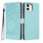 Custodia per telefono in ecopelle con stampa a rilievo di gatto sugli alberi, For iPhone 11 Pro