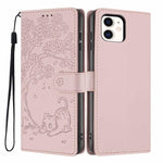 Custodia per telefono in ecopelle con stampa a rilievo di gatto sugli alberi, For iPhone 11 Pro