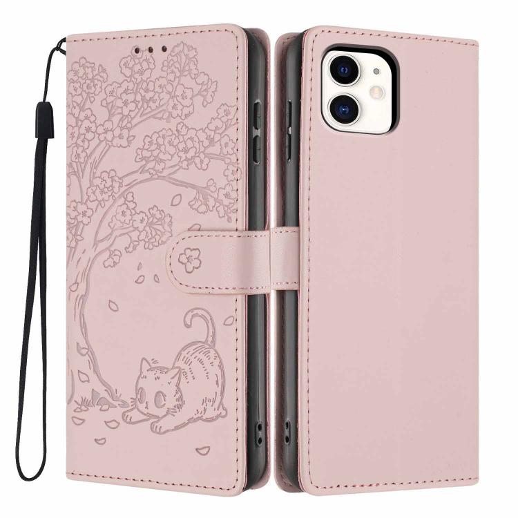 Custodia per telefono in ecopelle con stampa a rilievo di gatto sugli alberi, For iPhone 11 Pro