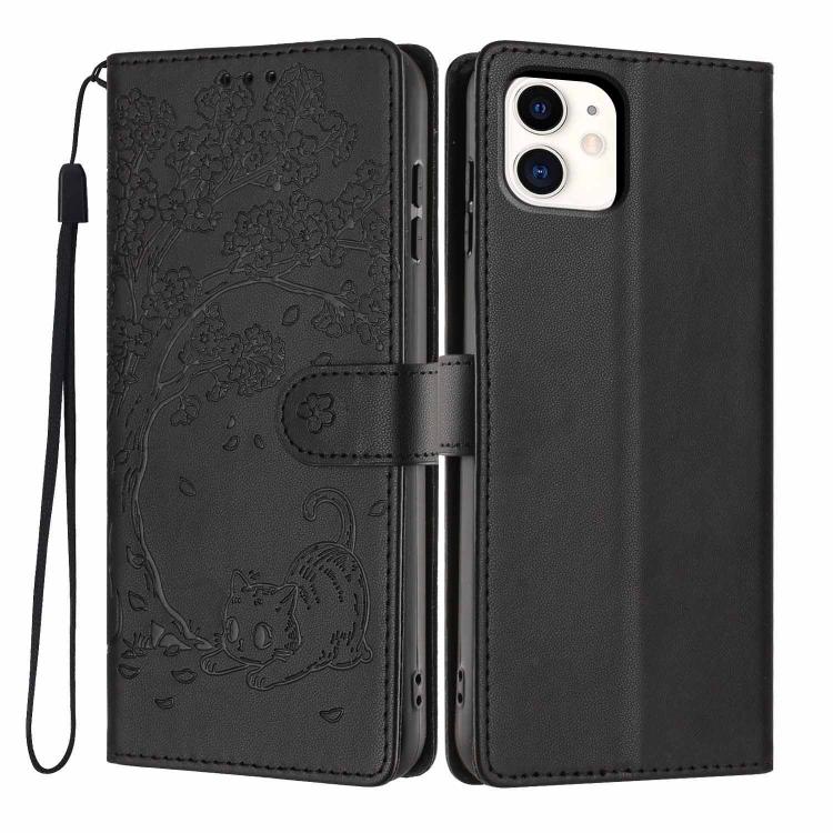 Custodia per telefono in ecopelle con stampa a rilievo di gatto sugli alberi, For iPhone 11 Pro