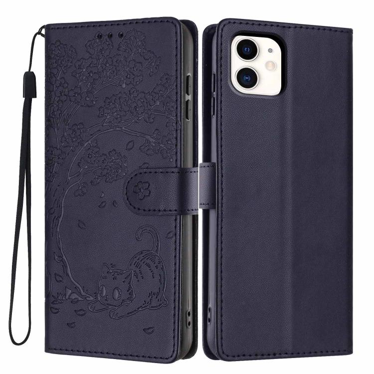 Custodia per telefono in ecopelle con stampa a rilievo di gatto sugli alberi, For iPhone 11 Pro