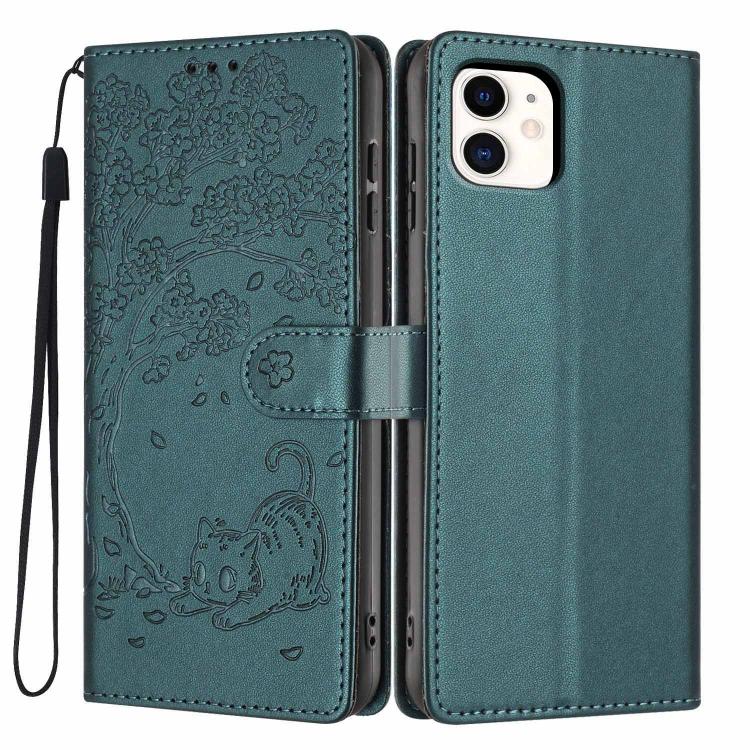 Custodia per telefono in ecopelle con stampa a rilievo di gatto sugli alberi, For iPhone 11 Pro