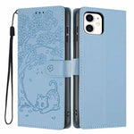 Custodia per telefono in ecopelle con stampa a rilievo di gatto sugli alberi, For iPhone 11 Pro