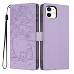 Custodia per telefono in ecopelle con stampa a rilievo di gatto sugli alberi, For iPhone 11 Pro