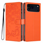 Custodia per telefono in ecopelle con stampa a rilievo di gatto sugli alberi, For iPhone 17e / 16e, For iPhone 17 Pro Max, For iPhone 17 Pro