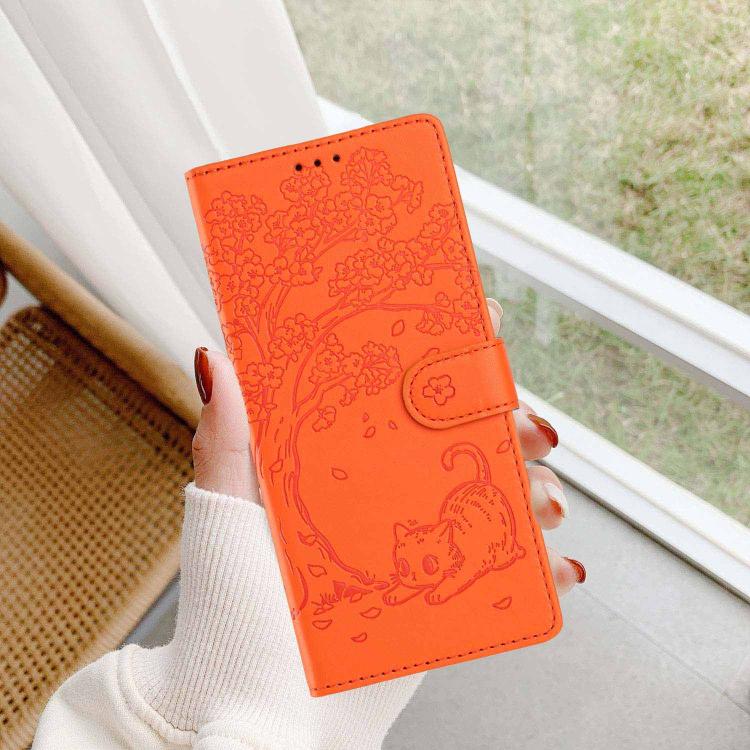 Custodia per telefono in ecopelle con stampa a rilievo di gatto sugli alberi, For iPhone 17e / 16e, For iPhone 17 Pro Max, For iPhone 17 Pro