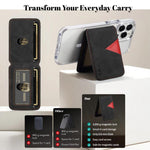 ESEBLE S1 Porta cellulare magnetico con slot per carte RFID e texture in ecopelle vegana in stile retrò