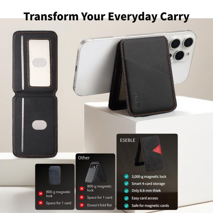 ESEBLE S2 Porta carte magnetico RFID per cellulare con texture in similpelle
