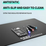 JTX TP-5 Cuscinetto in silicone nero antistatico, antiscivolo, extra spesso, isolante, da 5 mm per riparazioni., JTX TP-5