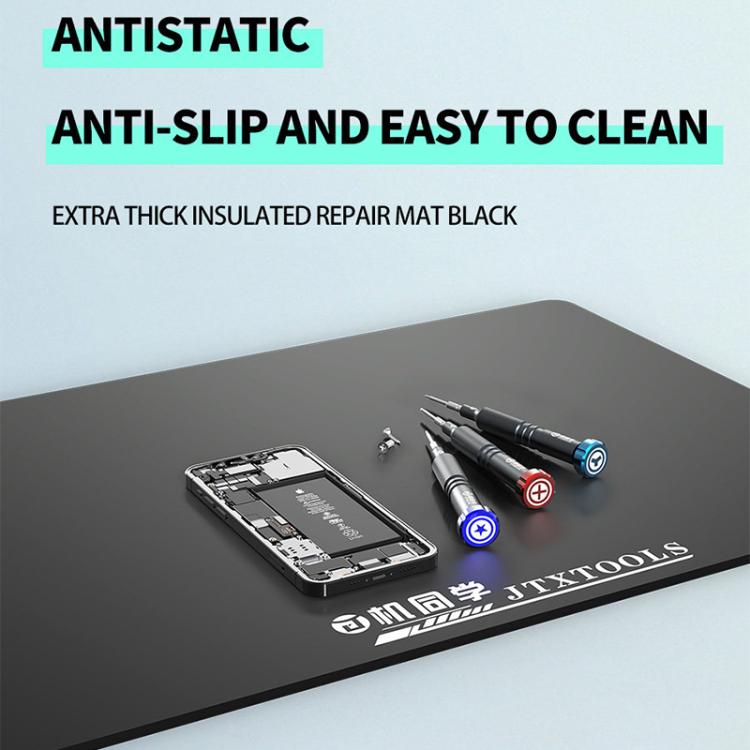 JTX TP-5 Cuscinetto in silicone nero antistatico, antiscivolo, extra spesso, isolante, da 5 mm per riparazioni., JTX TP-5