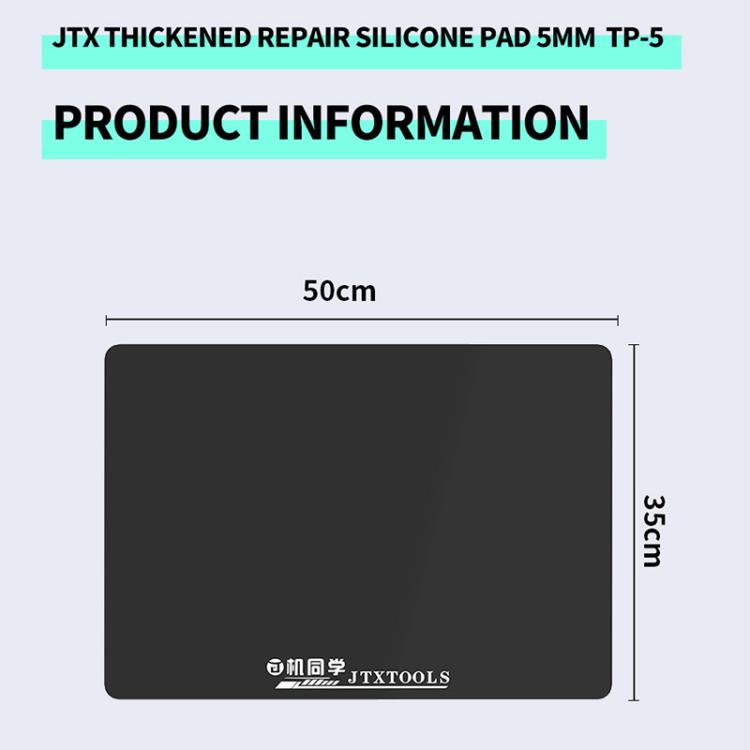 JTX TP-5 Cuscinetto in silicone nero antistatico, antiscivolo, extra spesso, isolante, da 5 mm per riparazioni., JTX TP-5