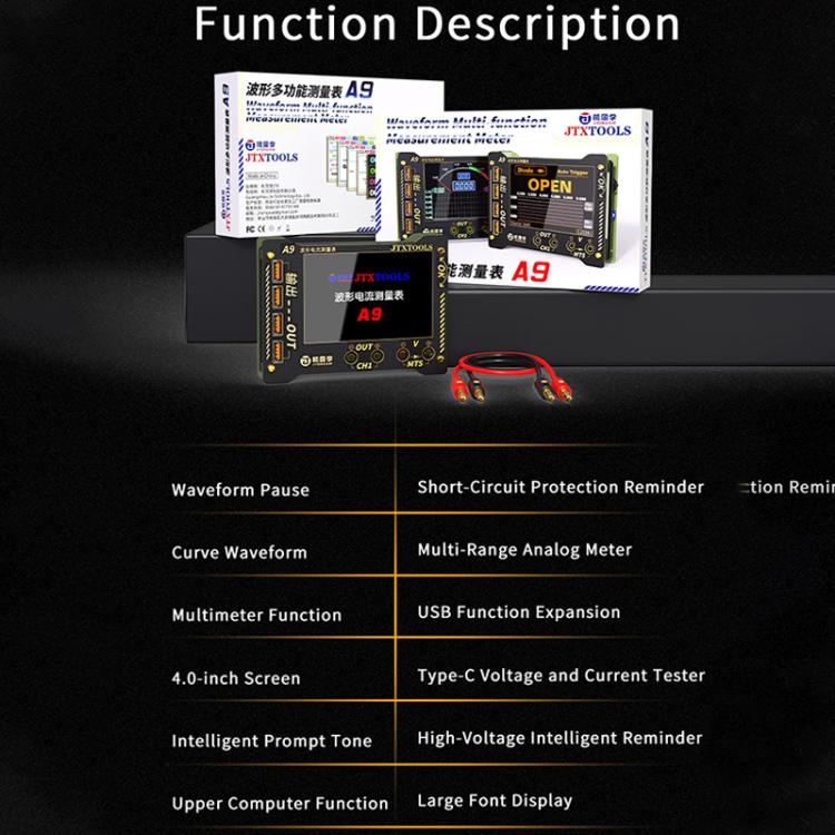 JTX A9 Misuratore multifunzione con display digitale ad alta precisione e forma d'onda curva, JTX A9