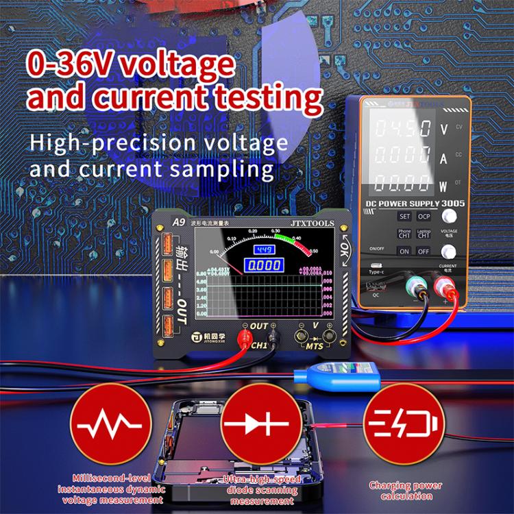 JTX A9 Misuratore multifunzione con display digitale ad alta precisione e forma d'onda curva, JTX A9